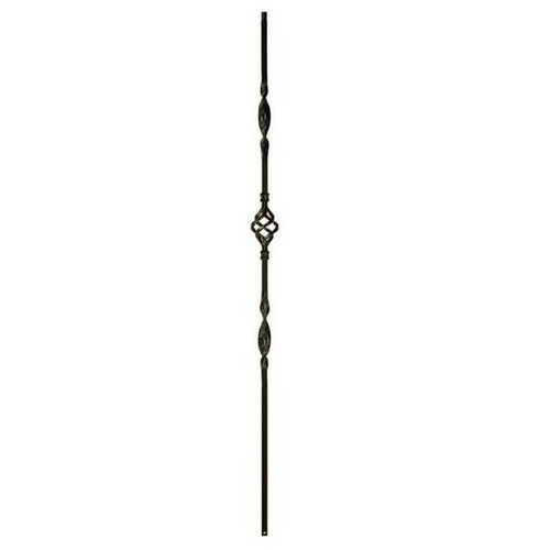 W.M. Coffman - Flat Black Single Basket with Double Ribbon Hollow Iron Baluster - Flat Black - 801589