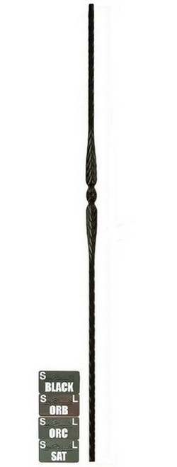 W.M. Coffman - Flat Black Mediterranean Flower and Arrows Solid Wrought Iron Hammered Baluster - Flat Black - 800411