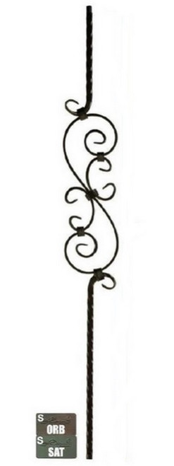 W.M. Coffman - Three Piece Scroll Mediterranean Solid Iron Baluster - Flat Black - 800628