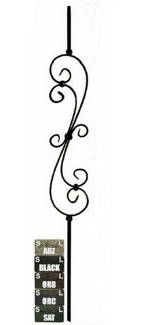 W.M. Coffman - Skinny Scroll Solid Iron Baluster - Flat Black - 800615