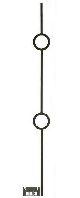 W.M. Coffman - Double Ring Designer Solid Iron Baluster - Flat Black - 805064