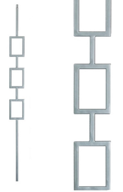 W.M. Coffman - Triple Square Panel Iron Baluster - Flat Black - 803941