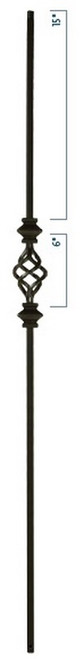 W.M. Coffman - Flat Black Single Basket Double with two Knuckles Iron Baluster - Flat Black - 805629
