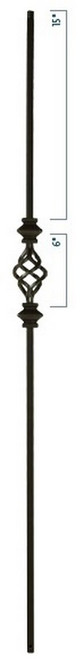 W.M. Coffman - Single Basket Double with two Knuckles Iron Baluster - Silver Vein - 805621