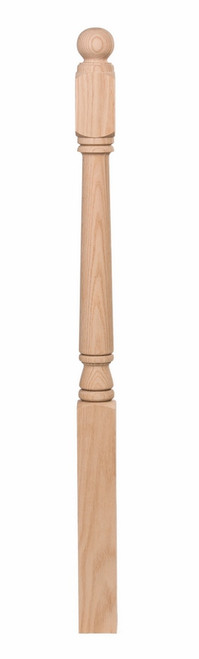 Traditional 5" Block Top Newel Post w/ Ball Cap Red Oak G-60-BT-RO