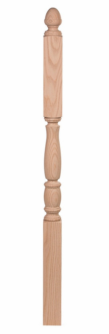 Chesapeake Fluted 15" Block Top Newel Post Red Oak 3346-F-RO