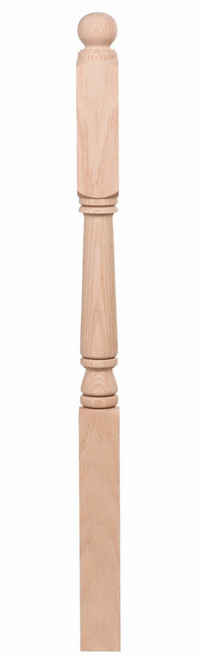 Traditional 10" Block Top Newel Post w/ Ball Cap Poplar J-60-BT-POP