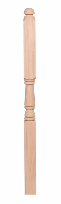 Traditional 15" Block Top Newel Post w/ Mushroom Cap Poplar K-48-MT-POP