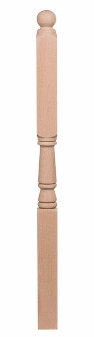 Traditional 15" Block Top Newel Post w/ Ball Cap Hard Maple K-54-BT-HM