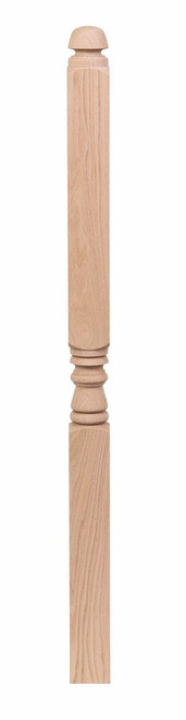 Traditional 20" Block Top Newel Post w/ Mushroom Cap Hard Maple H-60-MT-HM