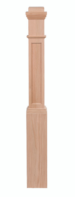 Traditional Flat Panel Box Newel White Oak 4091-FP-WO