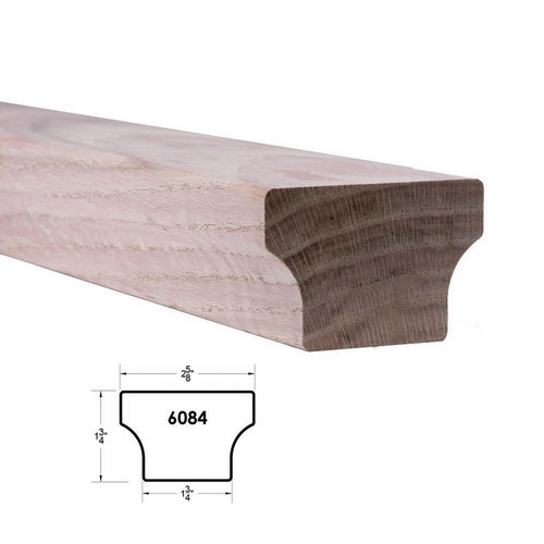 House of Forgings - 6084 Modern Wood Handrail - White Oak - 16 ft - Solid