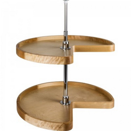 Hardware Resources - 32" Diameter Kidney Wood Lazy Susan Set with Twist and Lock Adjustable Pole. - Birch - LSK232-SET