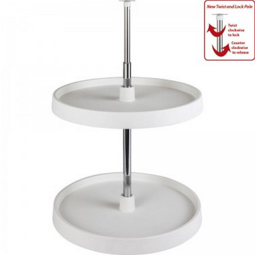 Hardware Resources - 28" Diameter Round Plastic Lazy Susan Set with Twist and Lock Adjustable Pole. - PLSR228