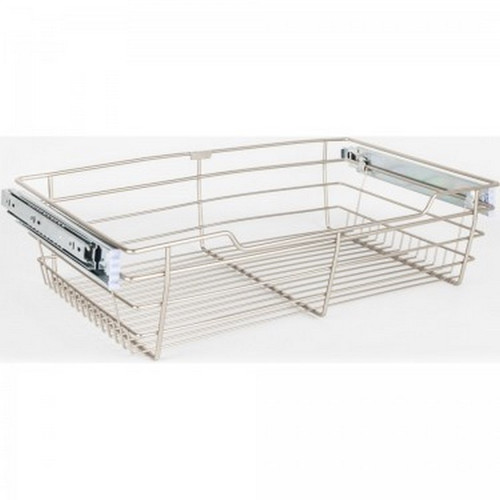 Hardware Resources - Closet Pullout Basket 16"D x 23"W x 6"H. - Satin Nickel - POB1-16236SN