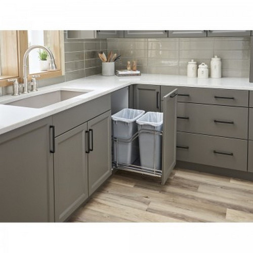 Hardware Resources - STORAGE WITH STYLE (TM) Polished Chrome Trashcan Pullout with Soft-close Slides - Polished Chrome - SWS-MBMD35GPC