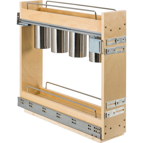 Hardware Resources - 5" "No Wiggle" Utensil Bin Soft-close Base Cabinet Pullout, Pre-Assembled - UBPO-5SC