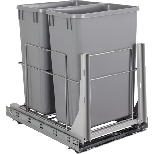 Hardware Resources - Wire Double 35qt Trashcan Pullout with Soft-close Slides - WC-EMBM-D35G