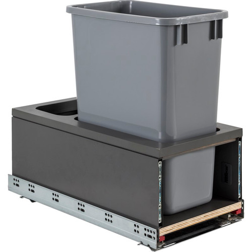 Hardware Resources - Single 35 Quart Metal Drawer Box Soft-close Trashcan Pullout - CAN-MDB5-S35G