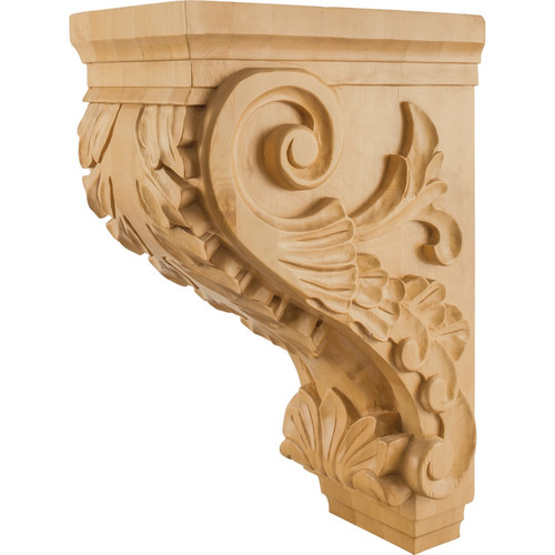 Hardware Resources - CORBB-24WB - Large Traditional Kitchen Hood White Birch Acanthus Corbel - White Birch