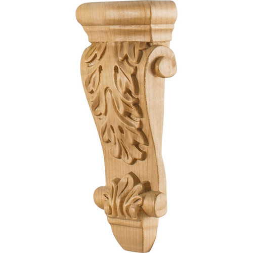 Hardware Resources - CORK-2MP - Low Profile, Medium Hard Maple Corbel with Acanthus Detail - Hard Maple