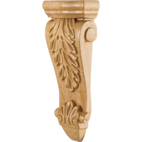 Hardware Resources - CORK-3MP - Low Profile, Medium Hard Maple Corbel with Acanthus Detail - Hard Maple