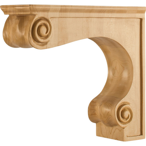 Hardware Resources - COR9-2RW - Traditional Medium Range Hood Corbel - Rubberwood