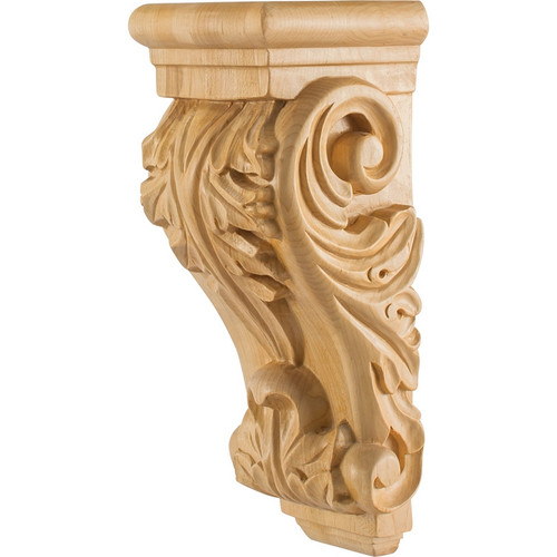Hardware Resources - CORD-RW - Low Profile Acanthus Rubberwood Corbel - Rubberwood