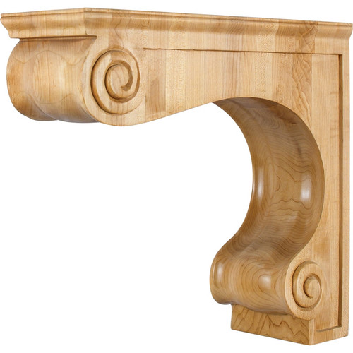 Hardware Resources - COR9-3RW - Traditional Large Range Hood Corbel - Rubberwood