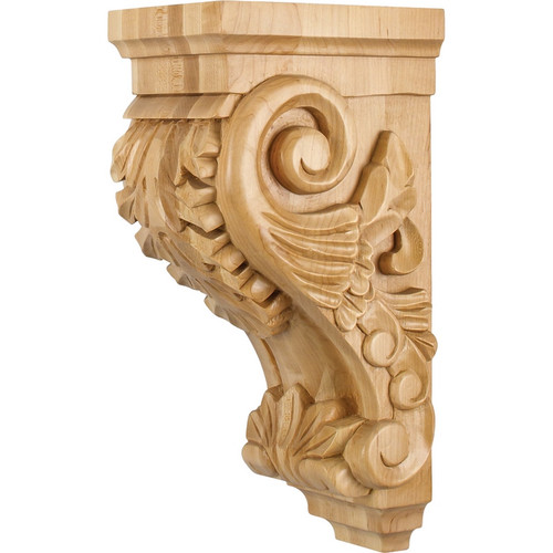 Hardware Resources - CORBB-2RW - Medium Acanthus Rubberwood Corbel - Rubberwood