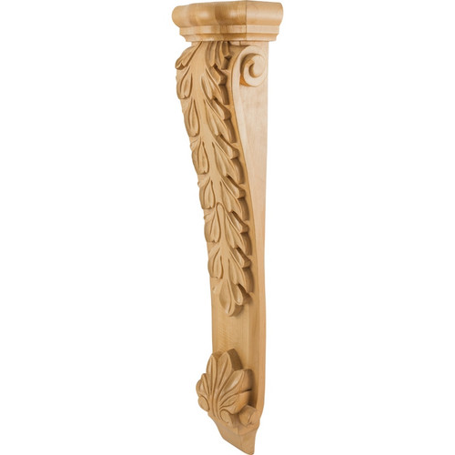 Hardware Resources - CORK-5RW - Low Profile, Large Rubberwood Corbel with Acanthus Detail - Rubberwood