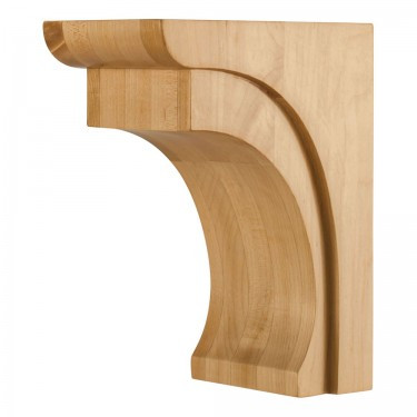 Hardware Resources - COR36-1-RW - Modern Corbel with Cove Design - Rubberwood