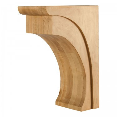 Hardware Resources - COR36-3-RW - Modern Corbel with Cove Design - Rubberwood