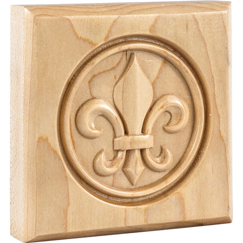 Hardware Resources - FDLROS3RW - Fleur-de-Lis Rosette - Rubberwood