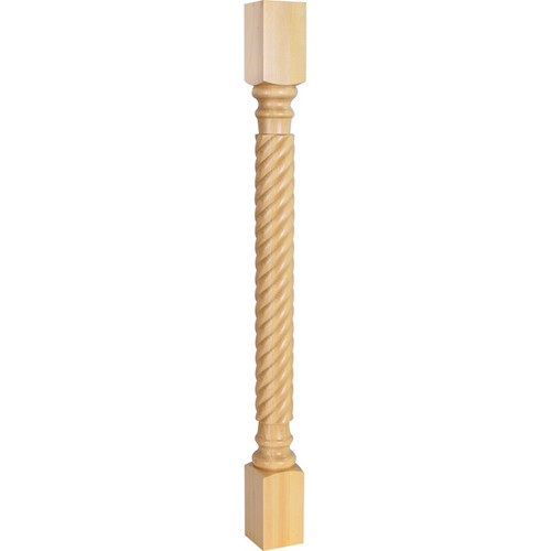 Hardware Resources - P3-3MP - Hard Maple Post with Rope Pattern (Island Leg) - Hard Maple
