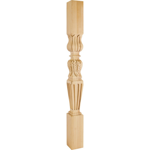 Hardware Resources - P28-42MP - Turned Acanthus/Fluted Post (Island Leg) - Hard Maple