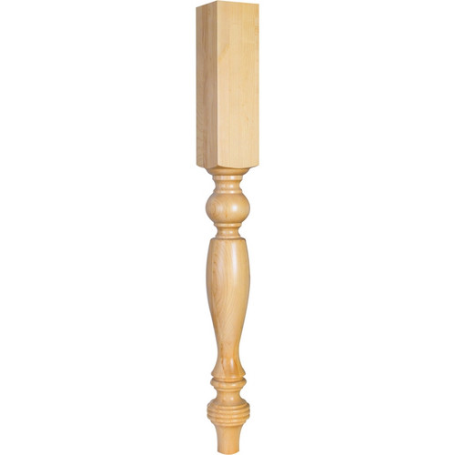 Hardware Resources - P4-2RW - Tapered, Smooth Rubberwood Post (Island Leg) - Rubberwood