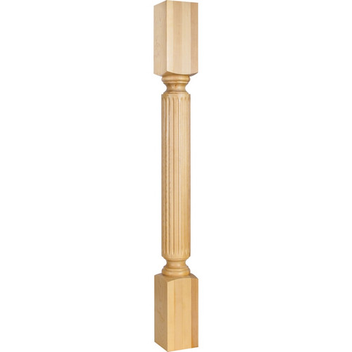 Hardware Resources - P22RW - Rubberwood Post with Fluted Pattern (Island Leg) - Rubberwood