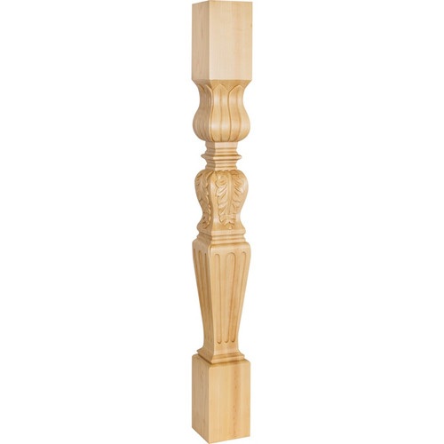 Hardware Resources - P28RW - Turned Acanthus/Fluted Post (Island Leg) - Rubberwood