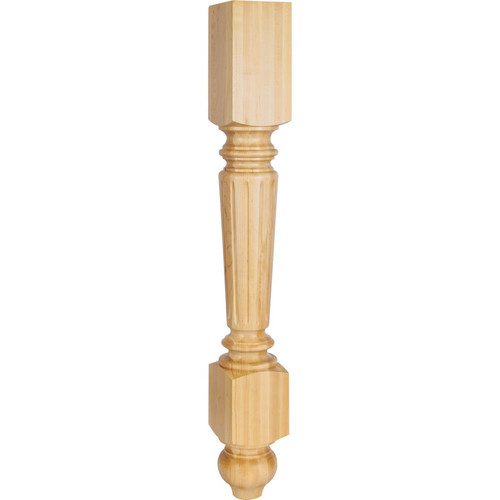 Hardware Resources - P16RW - Fluted Turned Rubberwood Post (Island Leg) - Rubberwood