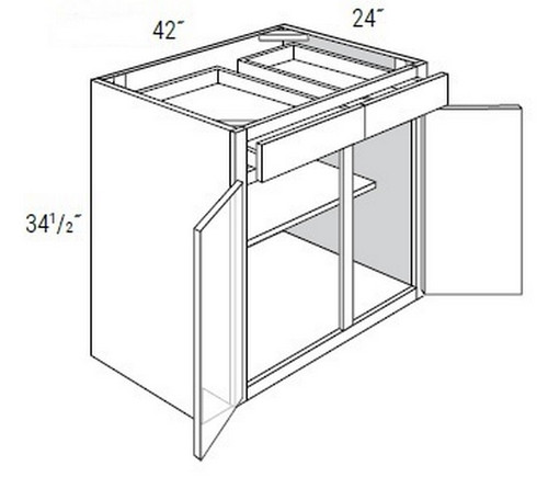 JSI Cabinetry Amesbury White Recessed Kitchen Cabinet - B42-AWR