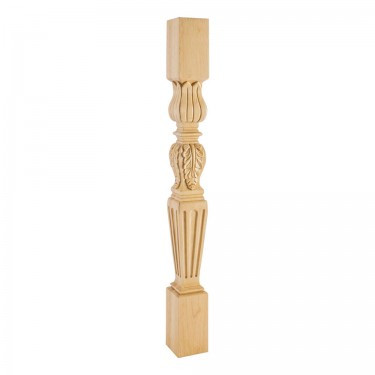 Hardware Resources - P29-3.5-RW - Turned Acanthus/Fluted Post - Rubberwood