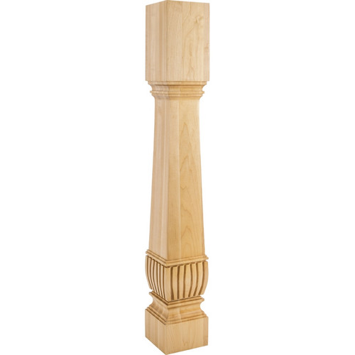 Hardware Resources - P39-5RW - Square Arts & Crafts Post (Island Leg) with Reed Detail - Rubberwood