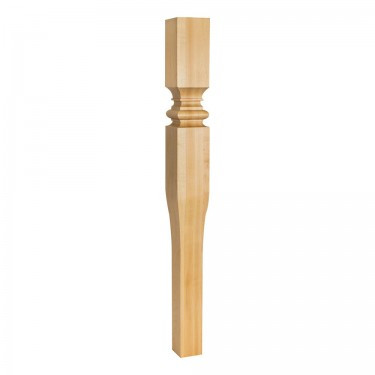 Hardware Resources - P68-RW - Art Nouveau Tapered Post with Bullnose and Cove Accents - Rubberwood
