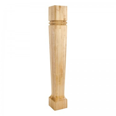 Hardware Resources - P80-5-RW - Modern Post with Bullnose Groove and taper to foot - Rubberwood