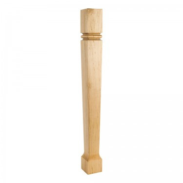 Hardware Resources - P80-RW - Modern Post with Bullnose Groove and taper to foot - Rubberwood
