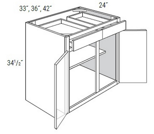 JSI Craftsman Upton Recessed Kitchen Cabinet B42-UBR