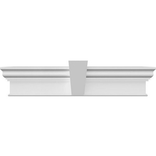 Ekena Millwork Crosshead with Keystone - Primed Polyurethane - CRH12X75KF