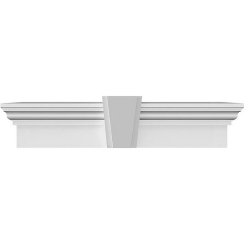 Ekena Millwork Crosshead with Keystone - Primed Polyurethane - CRH09X66KA