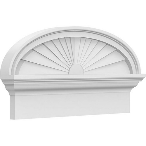 Ekena Millwork Elliptical Sunburst Combination Pediment - Primed Polyurethane - PEDPC024X130ELL01